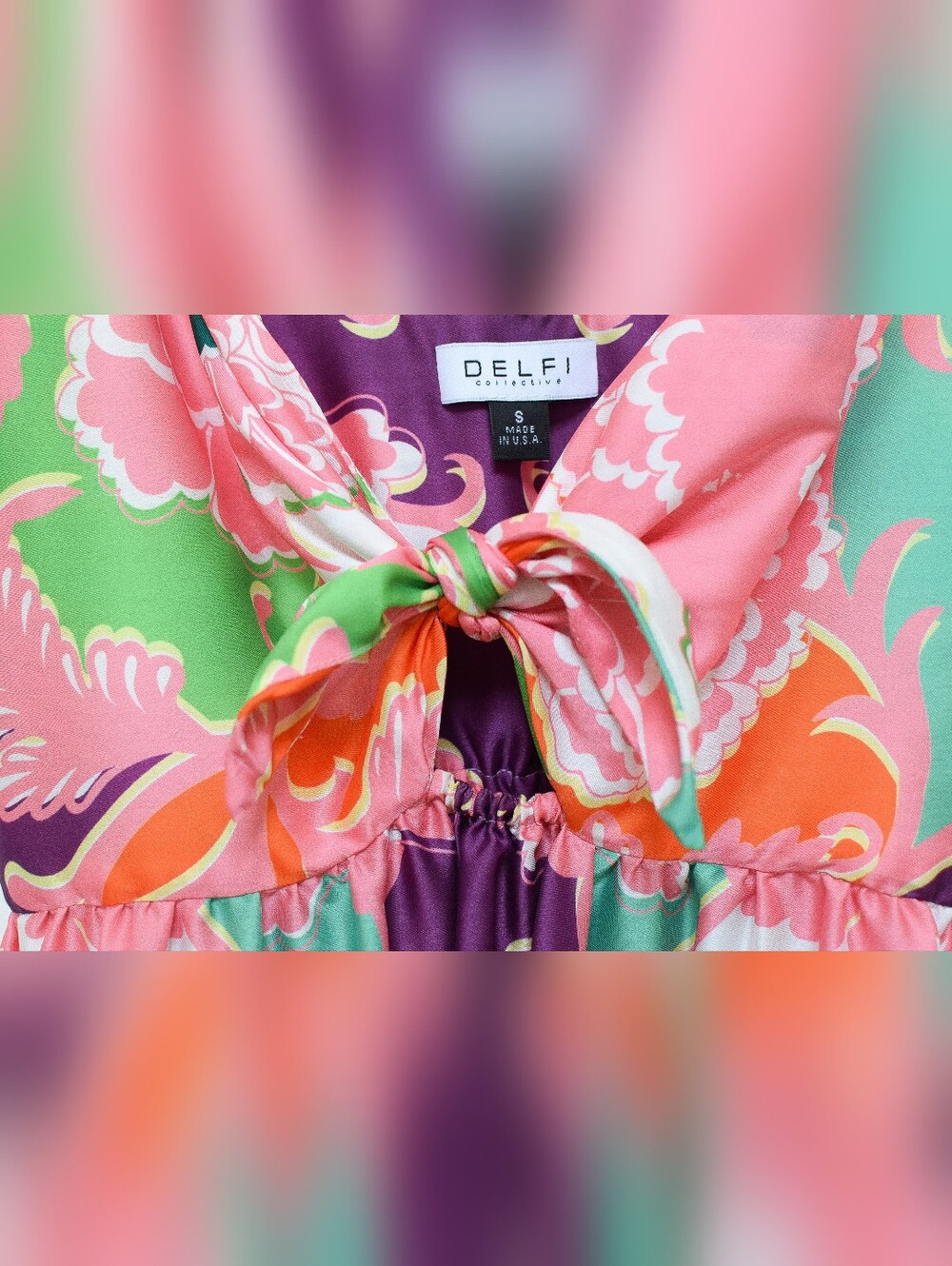Delfi Collective Sebastienne Floral Maxi Dress Size S Boho Tropical - Picture 5 of 13